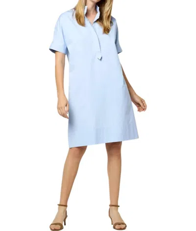 Ann Mashburn Soleil Shirtdress In Blue Hairline Stripe Poplin In Multi