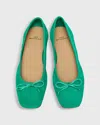 Ann Mashburn Square- Toe Ballet Flat Sandal In Green In Green