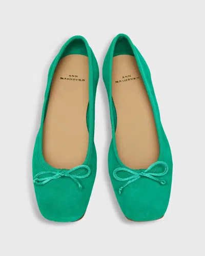 Ann Mashburn Square- Toe Ballet Flat Sandal In Green