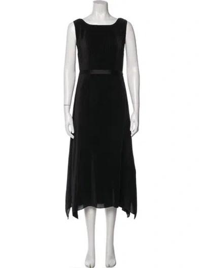 Pre-owned Ann Mashburn Square Neckline Midi Length Dress In Black