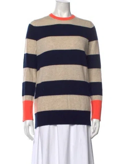 Pre-owned Ann Mashburn Striped Crew Neck Sweater In Blue