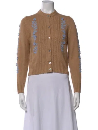 Pre-owned Ann Mashburn Striped Crew Neck Sweater In Neutral