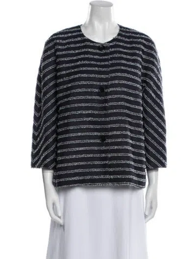 Pre-owned Ann Mashburn Striped Jacket In Blue