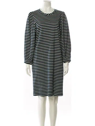 Pre-owned Ann Mashburn Striped Knee-length Dress In Blue