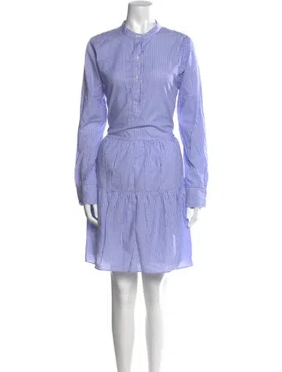Pre-owned Ann Mashburn Striped Knee-length Dress In Blue