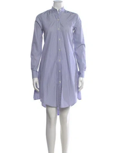 Pre-owned Ann Mashburn Striped Knee-length Dress In Blue