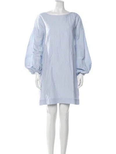 Pre-owned Ann Mashburn Striped Knee-length Dress In Blue