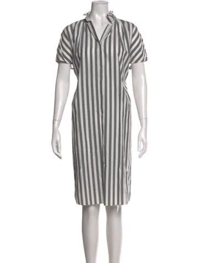 Pre-owned Ann Mashburn Striped Knee-length Dress In Gray