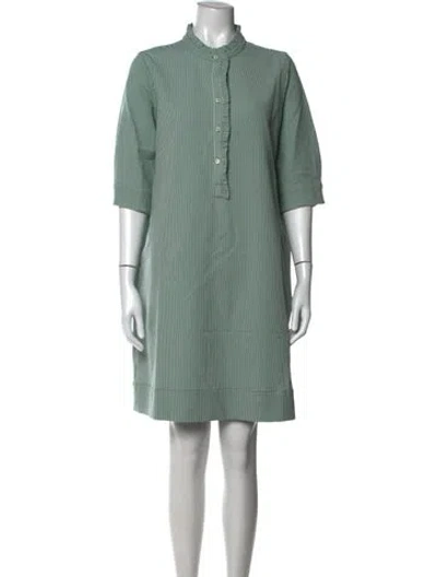 Pre-owned Ann Mashburn Striped Knee-length Dress In Green