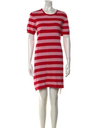 Pre-owned Ann Mashburn Striped Knee-length Dress In Red