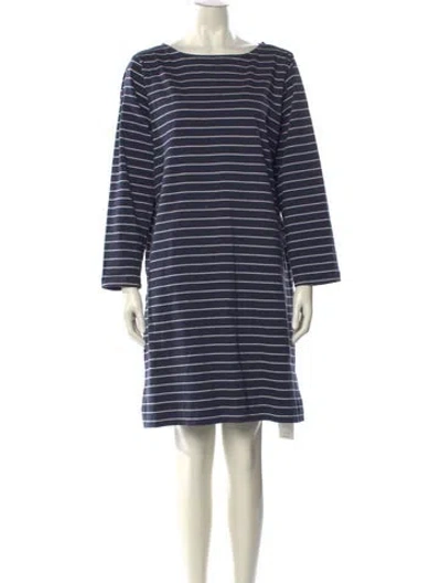 Pre-owned Ann Mashburn Striped Long Dress In Blue