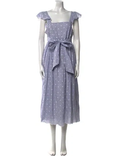 Pre-owned Ann Mashburn Striped Long Dress In Blue