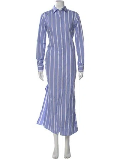 Pre-owned Ann Mashburn Striped Long Dress In Blue