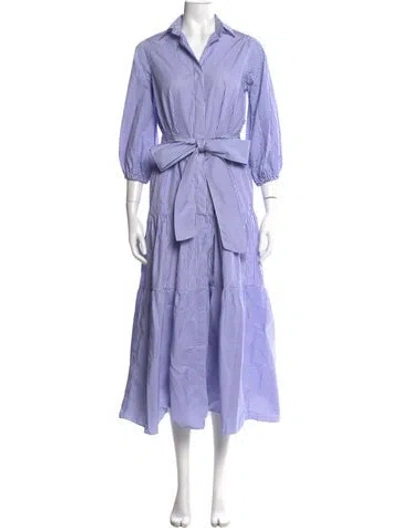 Pre-owned Ann Mashburn Striped Long Dress In Blue