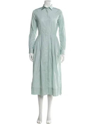 Pre-owned Ann Mashburn Striped Long Dress In Green