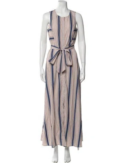 Pre-owned Ann Mashburn Striped Long Dress In Neutral