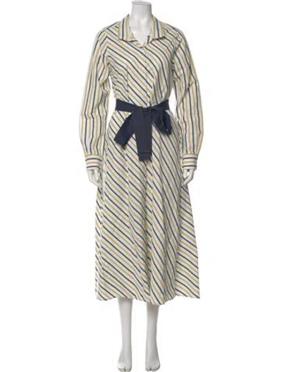 Pre-owned Ann Mashburn Striped Long Dress In Neutral