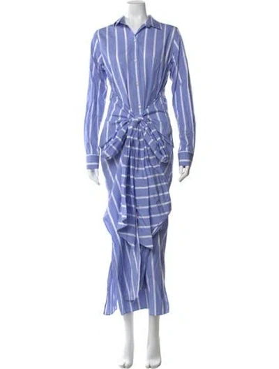 Pre-owned Ann Mashburn Striped Long Dress W/ Tags In Blue