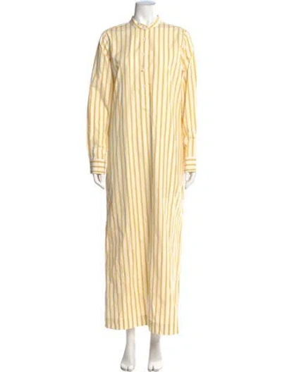 Pre-owned Ann Mashburn Striped Long Dress W/ Tags In Yellow
