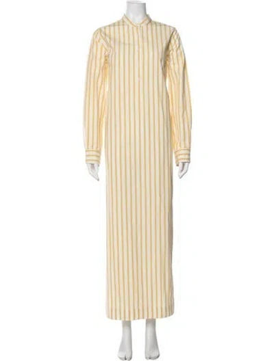 Pre-owned Ann Mashburn Striped Long Dress W/ Tags In Yellow