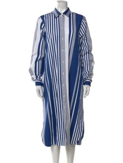 Pre-owned Ann Mashburn Striped Long Dress In White
