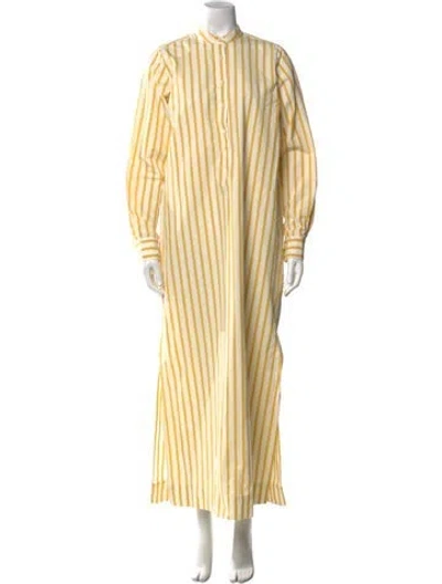 Pre-owned Ann Mashburn Striped Long Dress In Yellow