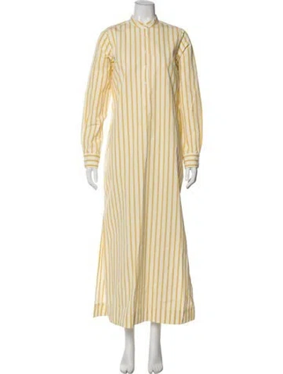 Pre-owned Ann Mashburn Striped Long Dress In Yellow