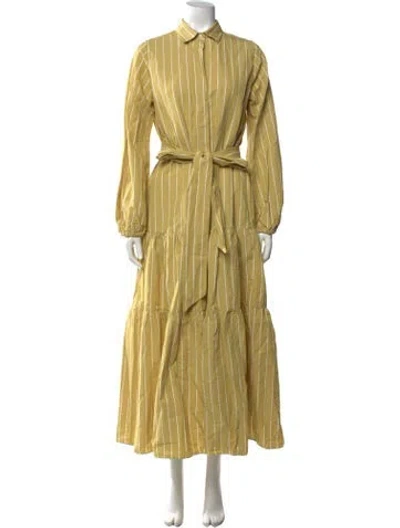 Pre-owned Ann Mashburn Striped Long Dress In Yellow