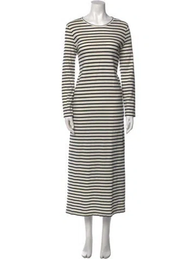 Pre-owned Ann Mashburn Striped Midi Length Dress In Blue