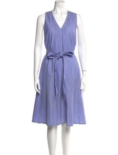 Pre-owned Ann Mashburn Striped Midi Length Dress In Blue