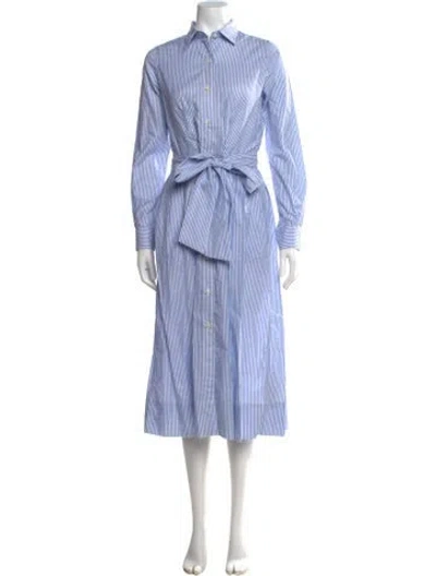 Pre-owned Ann Mashburn Striped Midi Length Dress In Blue