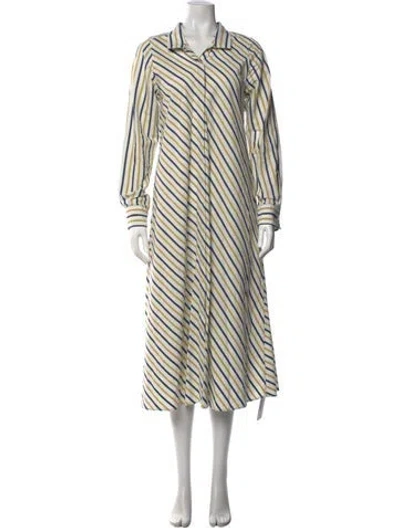 Pre-owned Ann Mashburn Striped Midi Length Dress In Neutral