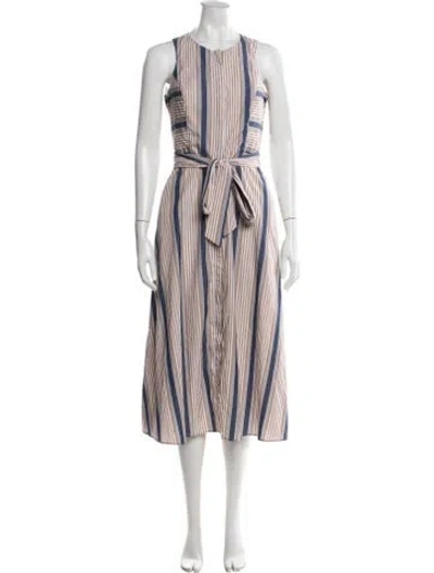 Pre-owned Ann Mashburn Striped Midi Length Dress In Neutral