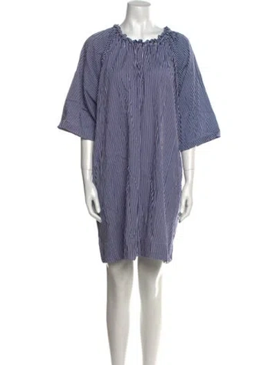 Pre-owned Ann Mashburn Striped Mini Dress In Blue