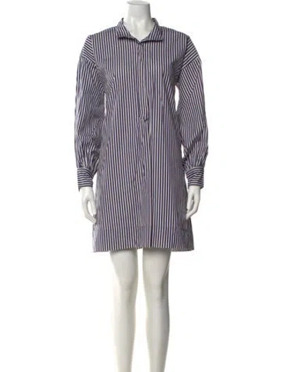 Pre-owned Ann Mashburn Striped Mini Dress In Blue