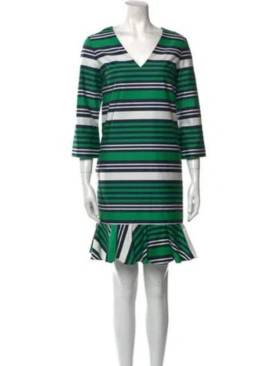 Pre-owned Ann Mashburn Striped Mini Dress In Green