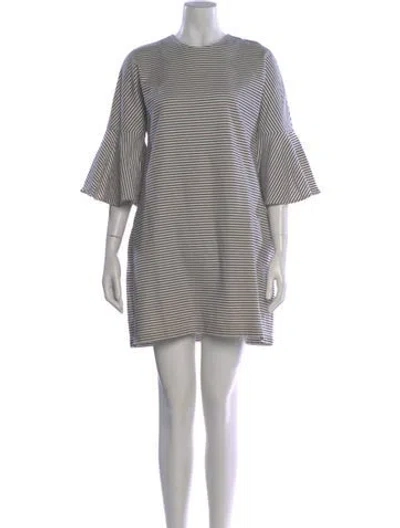 Pre-owned Ann Mashburn Striped Mini Dress In White