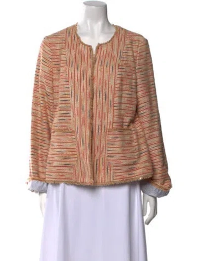 Pre-owned Ann Mashburn Striped Scoop Neck Sweater In Neutral