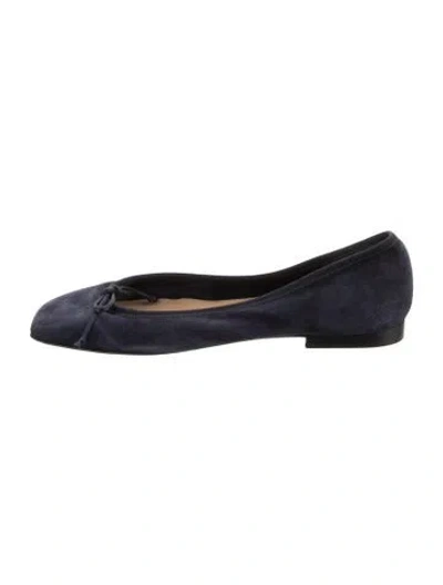 Pre-owned Ann Mashburn Suede Ballet Flats In Black