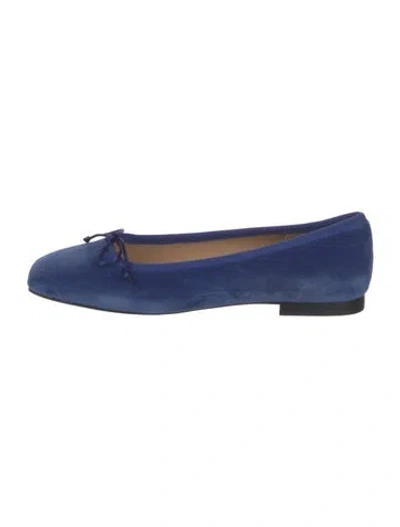 Pre-owned Ann Mashburn Suede Ballet Flats In Blue