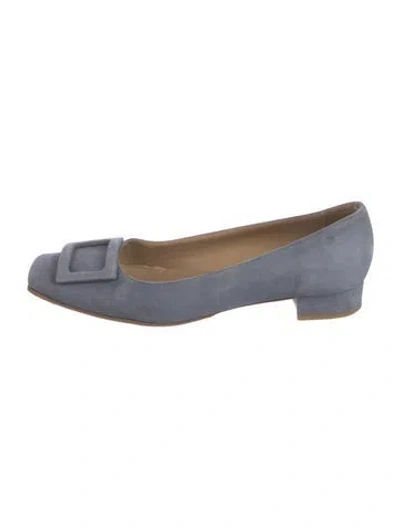 Pre-owned Ann Mashburn Suede Ballet Flats In Blue