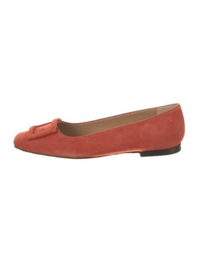 Pre-owned Ann Mashburn Suede Ballet Flats In Orange