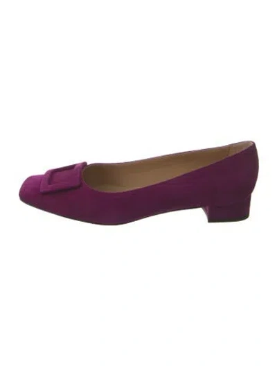 Pre-owned Ann Mashburn Suede Ballet Flats In Purple