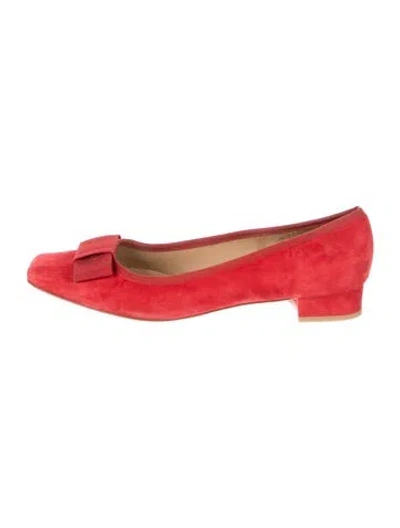 Pre-owned Ann Mashburn Suede Ballet Flats In Red