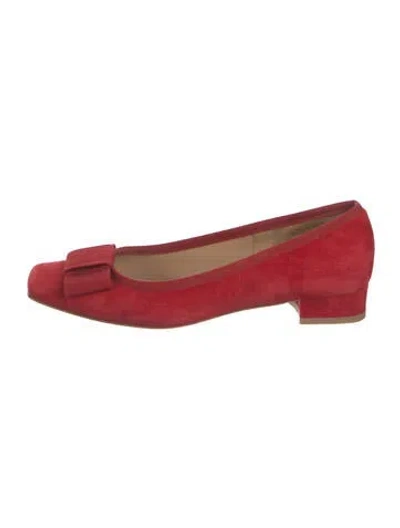 Pre-owned Ann Mashburn Suede Ballet Flats In Red
