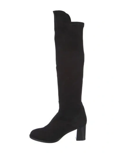 Pre-owned Ann Mashburn Suede Boots In Black