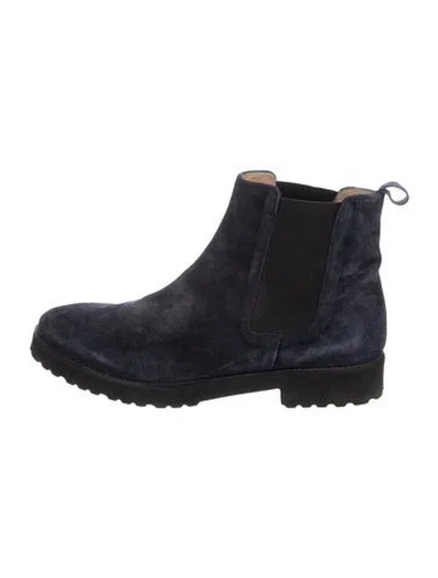 Pre-owned Ann Mashburn Suede Chelsea Boots In Blue