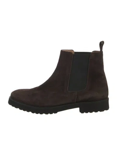 Pre-owned Ann Mashburn Suede Chelsea Boots In Brown