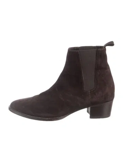 Pre-owned Ann Mashburn Suede Chelsea Boots In Brown