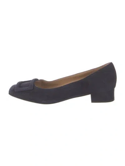 Pre-owned Ann Mashburn Suede Flats In Blue